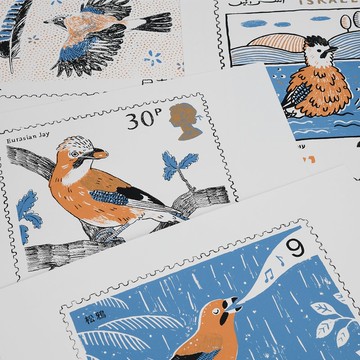 絹印版畫 Screen Print | 松鴉 Eurasian Jay