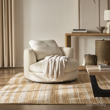 🏆開立髮票 店長推薦 意式輕奢圓形沙髮椅可旋轉北歐簡約現代亞麻布藝設計師單人圓沙髮 4SOW