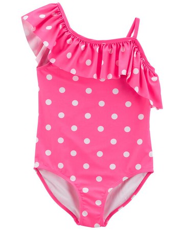 Kid Ruffled Shoulder 1-Piece Swimsuit