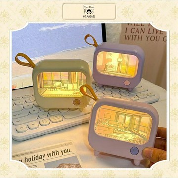 ins風燈光畵小夜燈情侶生日禮物宿捨臥室高顔值創意桌麵擺件