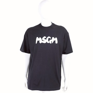 MSGM 字母草寫印花黑色短袖TEE T恤(男款)