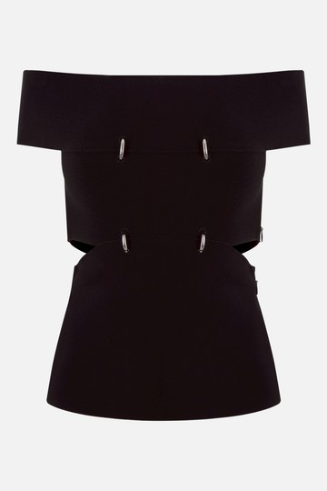 ALEXANDER McQUEEN stretch knit fitted off-the-shoulder top Woman