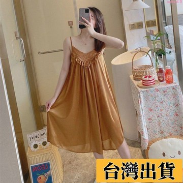 🌟新店優惠🌟夏天睡衣 女生家居服 韓國家居服冰絲睡裙夏天吊帶夏季新款睡衣女士冰絲加大寬鬆家居服薄款女裙女睡衣 居家服