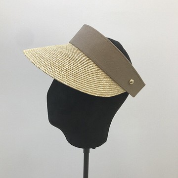 日本款細麥草魔術貼可調節帽子女夏天草帽遮陽防曬沙灘情侶空頂帽1入