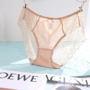 1條裝夏季超薄蕾絲透明性感紅色白色大碼三角女士內褲 黑色 M-3XL