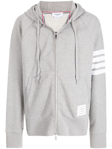 Thom Browne - 4-Bar stripe zip-fastening cardigan - men - Cotton - 6 - Grey