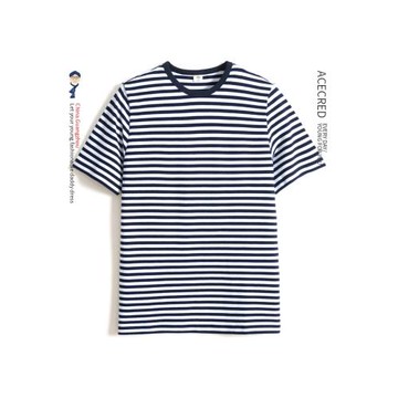 中年爸爸夏裝短袖t恤男純棉寬松條紋夏季衣服中老年人減齡爺爺裝