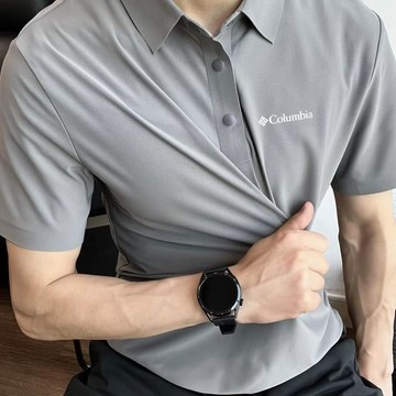 哥倫男士戶外polo夏季翻領冰絲透氣短袖休閒速幹T恤上衣plol衫男