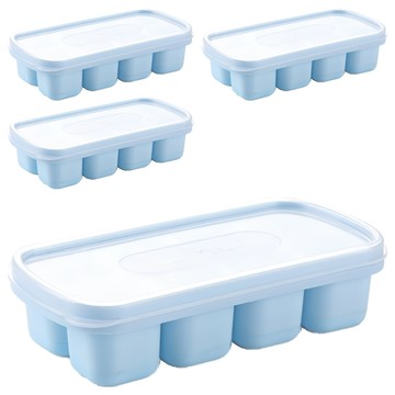 迷你製冰盒 PP+矽膠材質  14 x 7 x 3.5cm  冰雪藍  4個