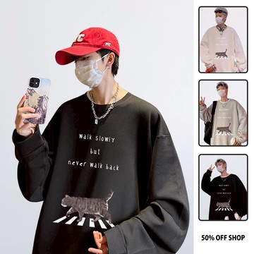 貓也要路權 粗針純棉落肩大學TEE 男女長袖T 台灣製原創