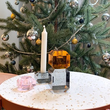 【Hübsch】 - 340702 跳色水晶玻璃寶石造型燭台 蠟燭 擺飾 紙鎮