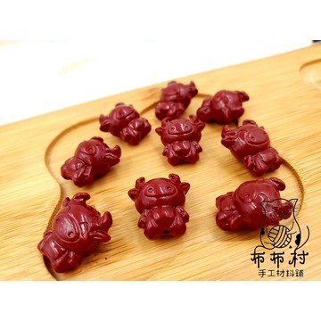 牛牛硃砂串珠 散珠 穿搭手鍊配件 文藝飾品配件 文玩小物 D14