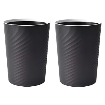 台灣 Life plus 北歐ins風創意時尚波紋壓圈無蓋垃圾桶 12L 2個  1層  低調黑