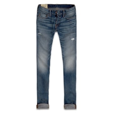 美國百分百【Abercrombie & Fitch】牛仔褲 AF 窄管 長褲 淺藍 刷白 刷色 男 30腰 C618