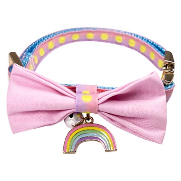 Good Boy Pet House 好寶貝寵物居家用品 Pink Princess粉紅公主系列 鈴鐺寵物項圈 含蝴蝶結、鈴鐺  M(23~30cm)  月光彩虹  1個