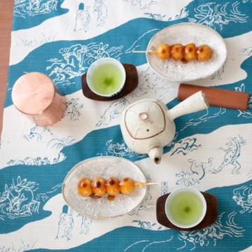 京都風呂敷包巾-鳥獸戲畫 三巾-藍&朱