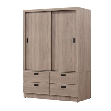 文創集 迪羅4尺推門四抽衣櫃-120x57x179cm免組