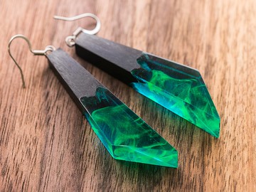 木製樹脂耳環銀色極地之夜在黑暗的新年禮物中發光