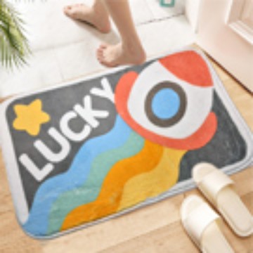 【iSFun】吸水防滑 羊羔絨毛腳踏浴室地墊40x60cm/彩虹火箭