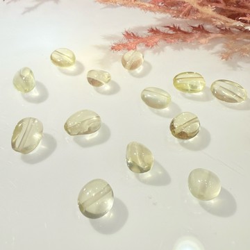 💕 𝓒. 𝓣 晶寶💕檸檬晶 隨形 水晶 圓珠 單珠 隨形 散珠 diy 設計 有孔洞   6-9mm左右