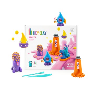 美國Hey Clay - 智塑輕黏土-魔奇小怪組(15罐黏土+2隻雕塑棒)