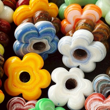 拾悦手作材料 / 隨機出貨不挑選/約30mm左右/土耳其窖爐燒製/土耳其花花琉璃/編繩串珠DIY半成品/台灣現貨出貨免等