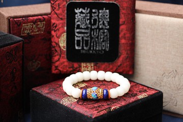 精品高拋白玉菩提根手珠 菩提子手鍊 客製化佛珠設計 景泰藍黃銅