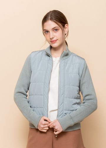 清新率感拼接針織鋪棉外套