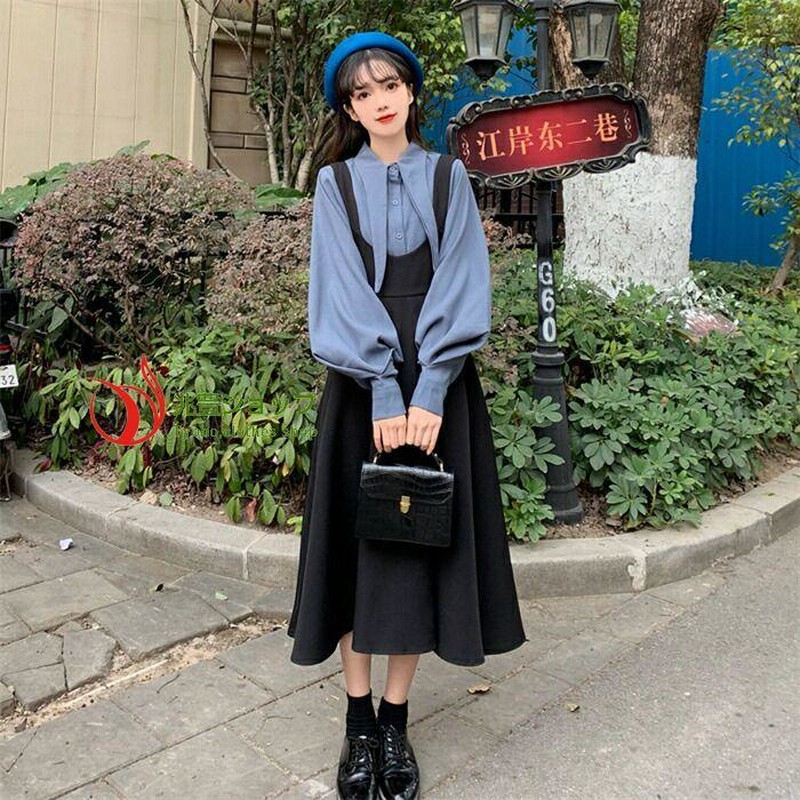 2点セット 大きいサイズ レディース セットアップ 女の子 ニットベスト 長袖シャツワンピース♪ レディース シャツワンピース 女子高生 学生服 通学 上着 ニットベスト 学生清純 セーラー服 ハロウィン仮装 大人 通勤 日常 上品 エレガント 二次会 レディース コスプレ 衣装