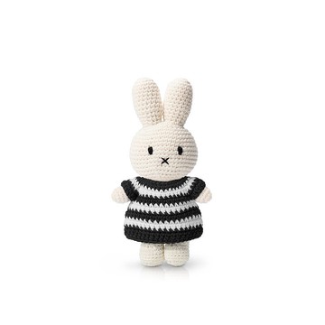 荷蘭Miffy米飛兔【miffy&黑白粗條紋洋裝】鉤針純棉娃娃安撫米菲