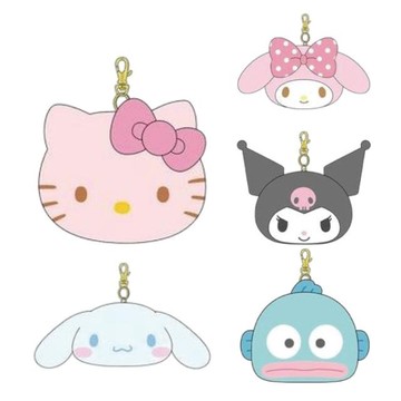 小禮堂 Sanrio 三麗鷗 絨毛大臉伸縮票卡包 (經典大臉款) Kitty 美樂蒂 酷洛米 大耳狗