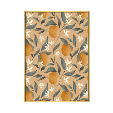 Boluo 菠蘿選畫所 好事橙雙 橙色水果主題裝飾畫  30 x 40cm  木色