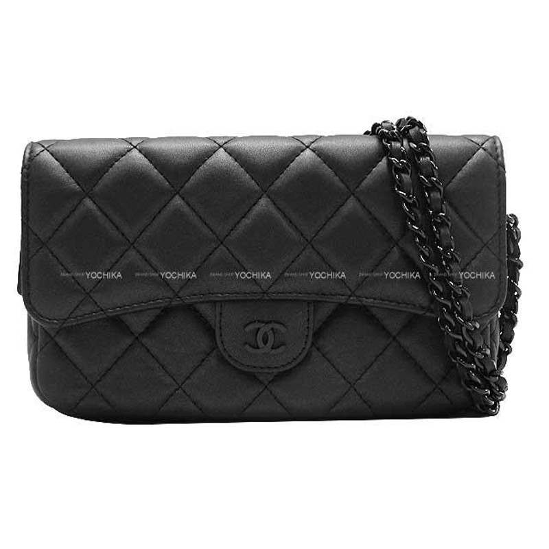 CHANEL シャネル フラップ フォンケース チェーンウォレット ソーブラック マトラッセ ココマーク 黒 パーリーラムスキン ブラック金具  AP2096 ショルダーバッグ | LINEブランドカタログ