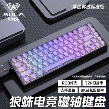 鍵盤 電腦鍵盤 遊戲鍵盤 狼蛛WIN60/WIN68HE透明磁軸鍵盤機械客制化有線RT電競FPS游戲專用