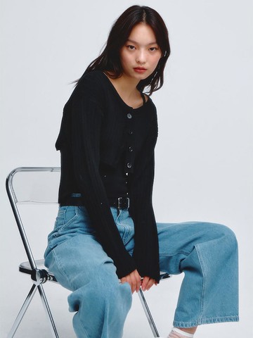 Button Detail Bolero Knit Top Black (KE415UM015)