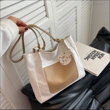 帆布包包女高級感洋氣大學生上課包單肩托特包【繁星小鎮】P