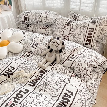 新款復古風床品四件套四季通用被套被罩床笠床單宿舍床上三件套4