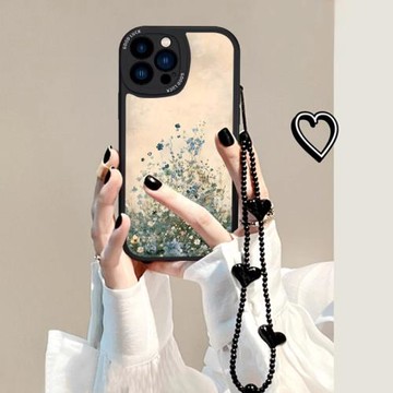 油畫碎花適用蘋果17promax手機殼新款16女iPhone15保護套高級感ip14帶掛繩13高端12復古硅膠11全包xs防摔軟殼