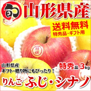 山形県産 冬ギフト サンふじ＆シナノゴールド 詰め合わせ 3kg (特秀品 7～11玉入り)