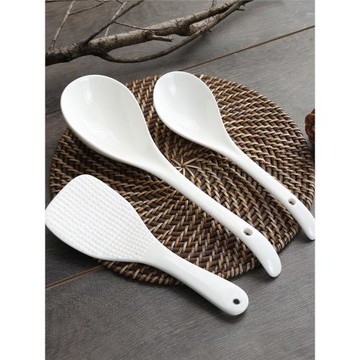 陶瓷大湯勺加長柄子不傷鍋米飯勺電飯煲飯鏟勺中號白色大勺盛飯勺