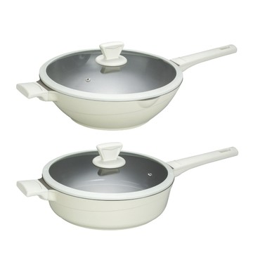 SILWA 鈦陶瓷不沾雙鍋四件組(不沾炒鍋32cm/不沾深煎鍋28CM)