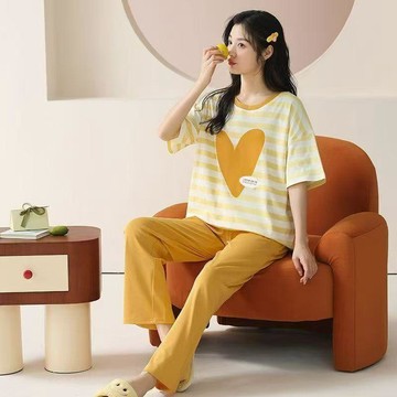 加購6589件🔥2026年新款睡衣女夏季薄款短袖長褲套裝甜美可愛休閒家居服可外穿F3A6