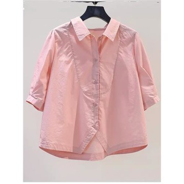 大碼女裝2025夏裝新款女士短袖襯衫上衣遮肚子雪紡洋氣減齡小個子