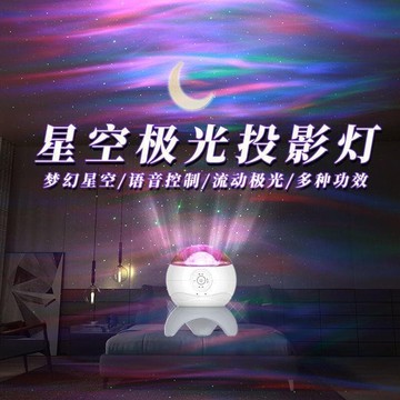 （爆款熱賣）（國際精品）【免運】北極光星空投影燈小夜燈睡眠臥室月亮氛圍投影浪漫滿天星藍響