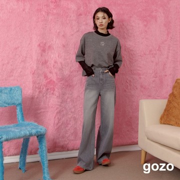 【gozo】好比例四面彈柔霧灰牛仔直筒褲(灰色_S/M/L) | 女裝 顯瘦 百搭 長腿
