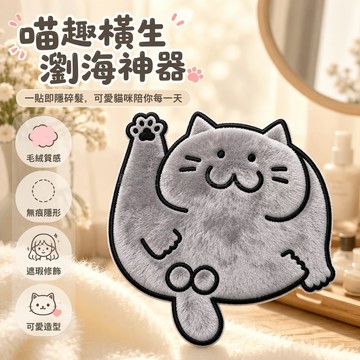 桃園出貨✨ 卡通慵懶貓咪毛絨碎髮神器無痕劉海貼藍貓高顏值DIY趣味魔術髮貼