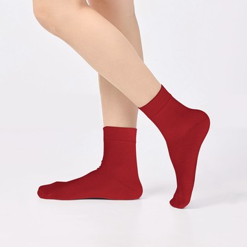 經典素面休閒短襪 - M紅A