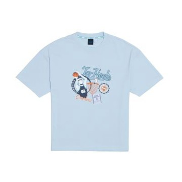 NCAA 男女 落肩球員印花T_UNC 淺藍 7525101381