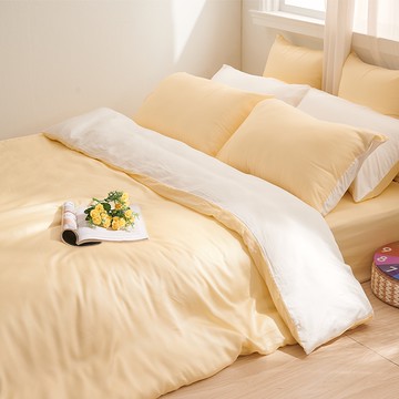 戀家小舖 台灣製 床包 雙人床包 薄被套 床單 杏仁黃 100%天絲 床包被套組 含枕套 60支天絲 素色