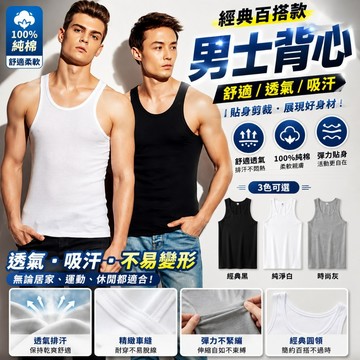 衝刺 超舒服棉質背心 型男穿搭 素面背心 棉質 貼身 輕膚 內搭 睡衣 吸濕排汗
